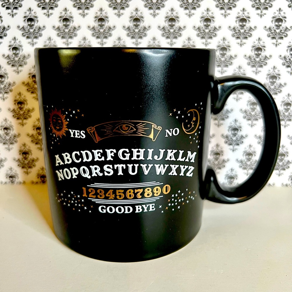 Halloween Large Spirit Board Mug Black White Gold